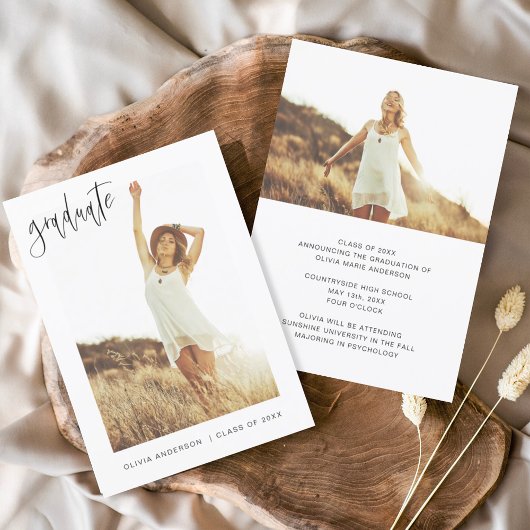 Graduation - Faire-part de diplôme - photo minimal