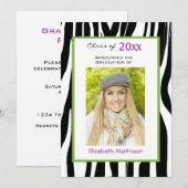 Graduation Faire-part Zebra Photo Invitation (Devant / Derrière)