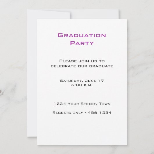 Graduation Faire-part Zebra Photo Invitation (Dos)