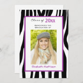 Graduation Faire-part Zebra Photo Invitation (Devant / Derrière)