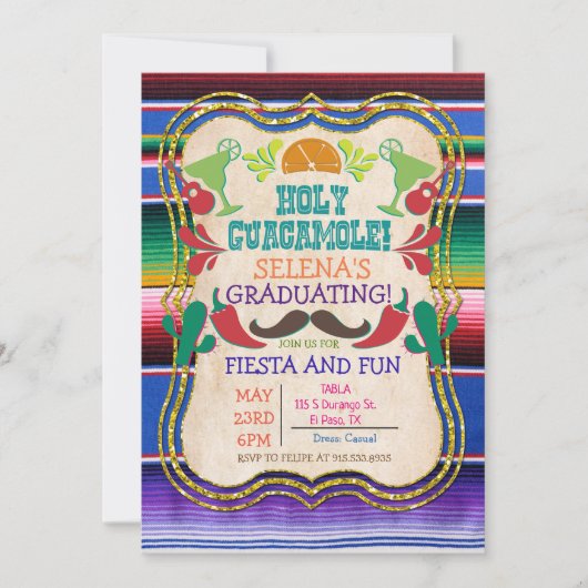 Graduation Fête Mexicaine Invitation (Devant)