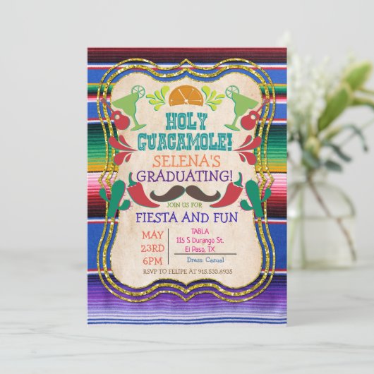Graduation Fête Mexicaine Invitation (Debout devant)