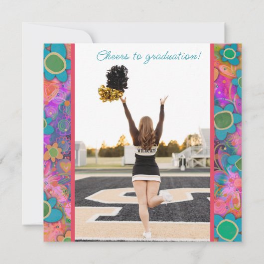 Graduation florale unique Faire-part photo personn (Dos)