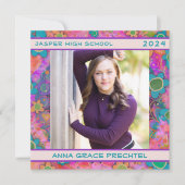 Graduation florale unique Faire-part photo personn (Devant)