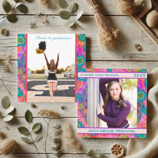 Graduation florale unique Faire-part photo personn