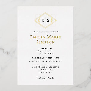 Graduation formelle de monogramme Foil Invitation
