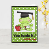 Graduation Frog School Teacher Carte de voeux (Fleur jaune)