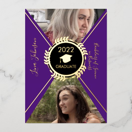 Graduation géométrique Faire-part doré (Recto)