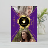 Graduation géométrique Faire-part doré (Debout devant)