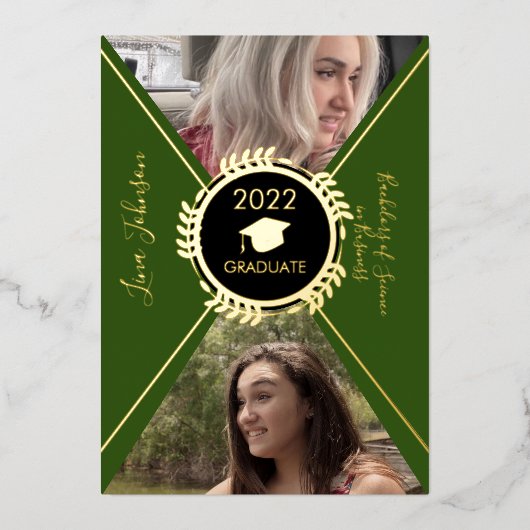 Graduation géométrique Faire-part doré (Recto)