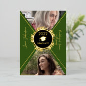 Graduation géométrique Faire-part doré (Debout devant)