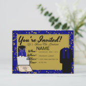 Graduation Gown et Stole Blue Invitations (Debout devant)