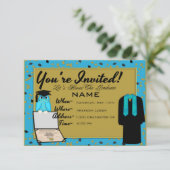 Graduation Gown et Stole Light Blue Invitations (Debout devant)