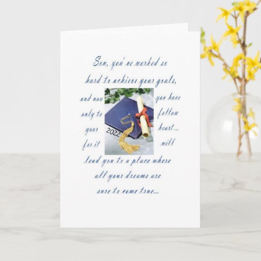 Graduation-Grand-fils, Bonne Carte de Graduation (Fleur jaune)