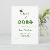 Graduation Green & White Invitation Classe de 2023 (Debout devant)