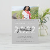Graduation Gris Moderne - Invitation photo (Debout devant)
