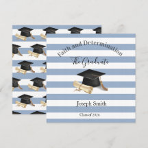 Graduation Invitation Blue Stripe