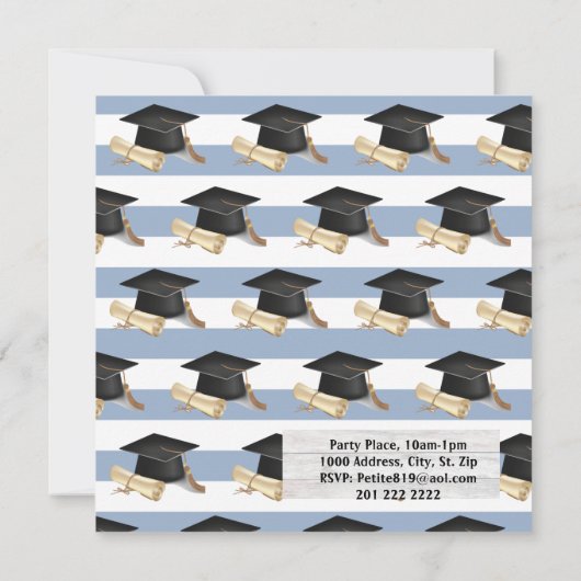 Graduation Invitation Blue Stripe (Dos)