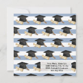Graduation Invitation Blue Stripe Kaart (Achterkant)