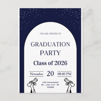Graduation Invitation Card | Modern Grad Party Inv Feestdagenkaart