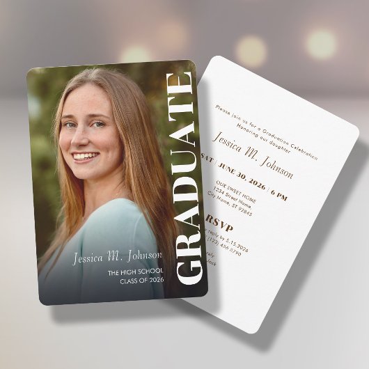Graduation invitation with photo portrait