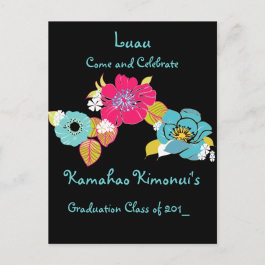 Graduation Luau Invitations carte postale, classe  (Devant)