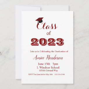 Graduation Maron & White Invitation Classe de 2024