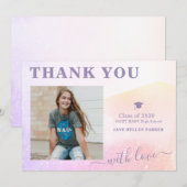 Graduation merci girly rose carte postale (Devant / Derrière)