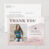 Graduation merci girly rosegold carte postale PHOT (Devant / Derrière)