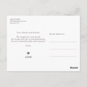 Graduation merci girly rosegold carte postale PHOT (Dos)