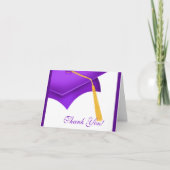 Graduation Merci Note Card Casquette blanc violet (Devant)