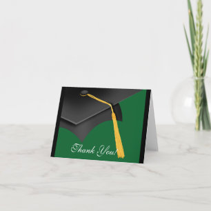 Graduation Merci Note Card Casquette vert noir