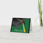 Graduation Merci Note Card Casquette vert noir (Devant)