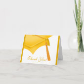 Graduation Merci Note Card White Gold Casquette (Devant)