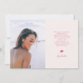 Graduation minimale multi-photo rose Faire-part (Dos)