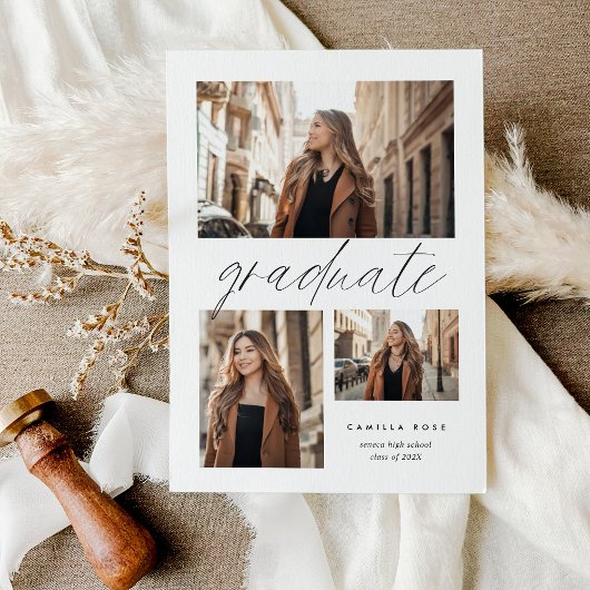Graduation minimaliste moderne 3 Invitation photo