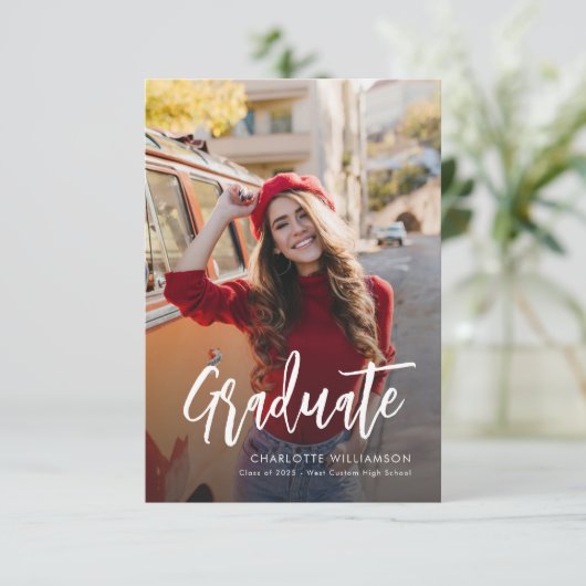 Graduation moderne 2025 Script 2 Faire-part photo (Debout devant)