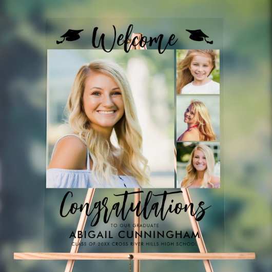 Graduation moderne Bienvenue 4 Photos Script (Neutre)