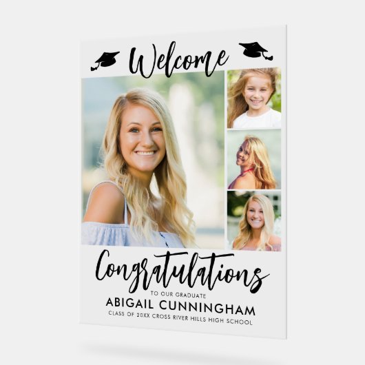 Graduation moderne Bienvenue 4 Photos Script (Angle)