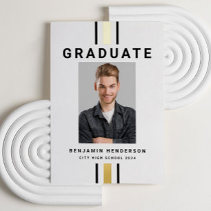 Graduation moderne Black Gold Foil Faire-part