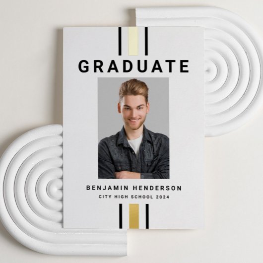 Graduation moderne Black Gold Foil Faire-part