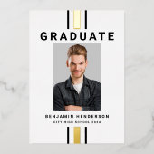 Graduation moderne Black Gold Foil Faire-part (Recto)
