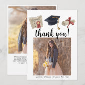 Graduation moderne Deux Cartes de remerciements ph (Devant / Derrière)