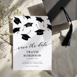 Graduation Moderne Enregistrer La Carte Date<br><div class="desc">Découvrez l'élégance de la simplicité avec nos cartes de graduation minimaliste à l'état neuf. Encadrée par une cascade de casquettes en mortier noir stylisé, la carte respire le raffinement. Alors que son modèle de texte moderne permet une personnalisation sans effort, ce qui en fait un parfait ajustement pour votre événement...</div>