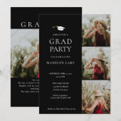 Graduation moderne fête 4 Invitation photo (Devant / Derrière)