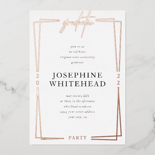 Graduation Moderne Foil Invitation (Recto)