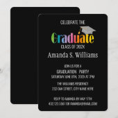 Graduation Moderne Grad Casquette Party Invitation (Devant / Derrière)