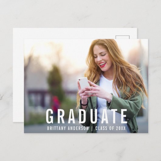 Graduation moderne | Graduate Photo Faire-part (Devant / Derrière)