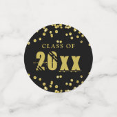 Graduation moderne Noir Gold Confetti Année de cla (Petit recto)