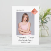 Graduation moderne photo rose or carte de remercie (Debout devant)